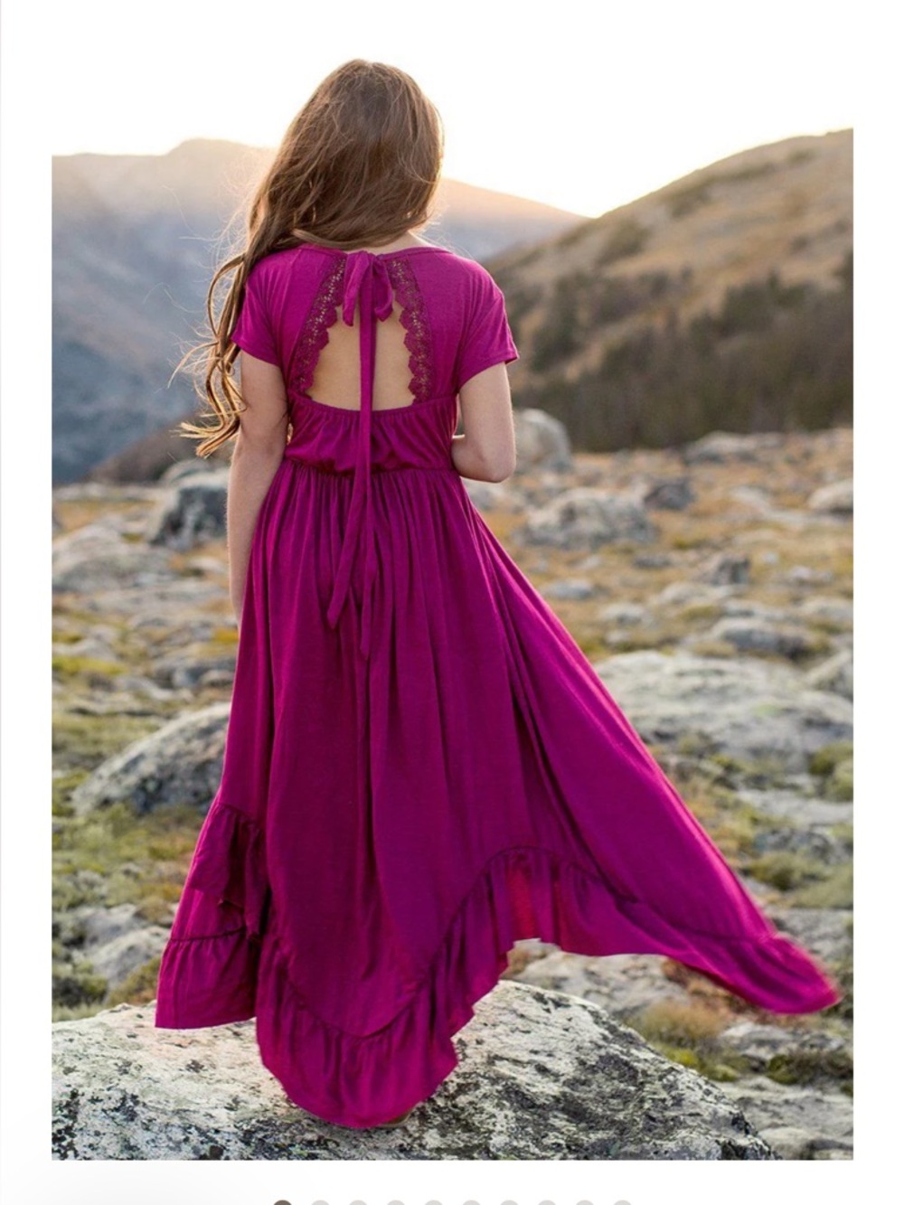 Burgundy Lace-Back Maxi Dress - Girls size 10